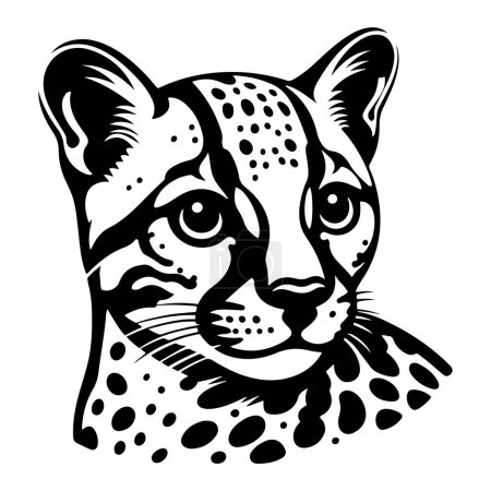 Ocelot cat head silhouette vector illustration.