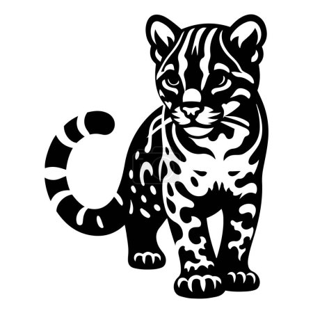 Ilustración de Ocelot gato de pie silueta vector ilustración. - Imagen libre de derechos