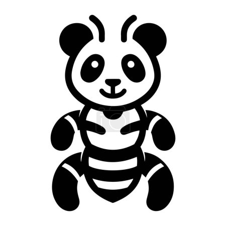 Panda Ant Cartoon silhouette vector illustration.