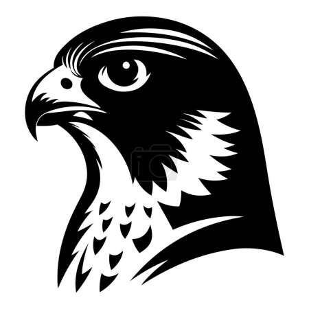 Faucon pèlerin tête d'oiseau visage silhouette vectorielle illustration.