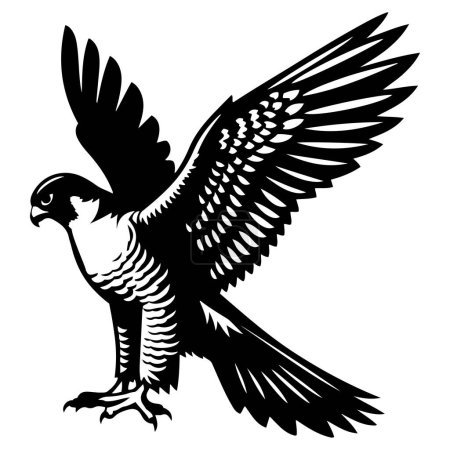 Peregrine Falcon flying silhouette vector illustration.