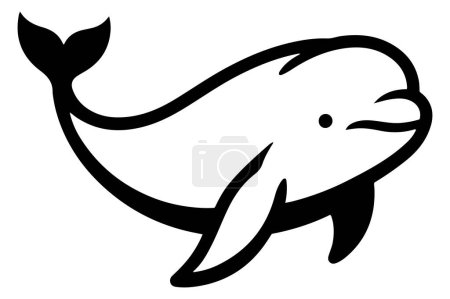 Beluga Whale silhouette vector illustration on white background.