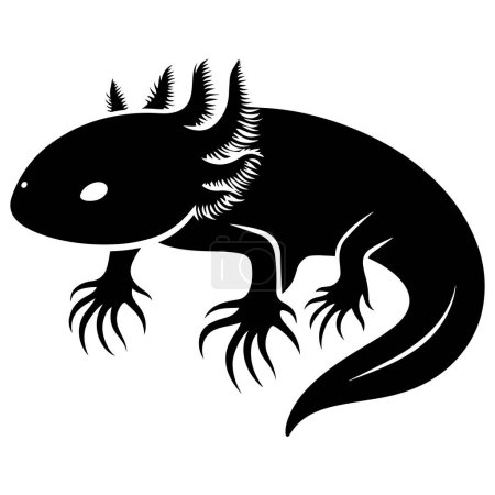 Illustration vectorielle de silhouette Axolotl sur fond blanc.