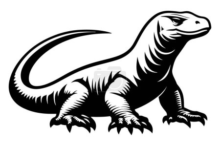 Komodo Dragon animal silhouette vector illustration on white background.