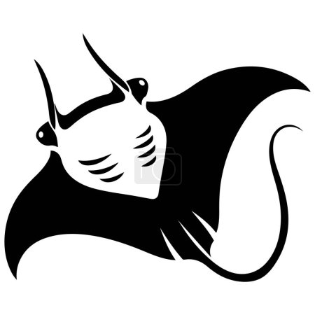 Illustration for Manta Ray silhouette vector illustration on white background. - Royalty Free Image
