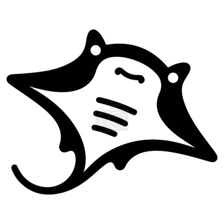 Illustration for Manta Ray silhouette vector icon illustration on white background. - Royalty Free Image