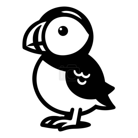 Téléchargez les illustrations : Illustration d'icône d'illustration vectorielle de silhouette d'oiseau Macareux de l'Atlantique sur fond blanc. - en licence libre de droit