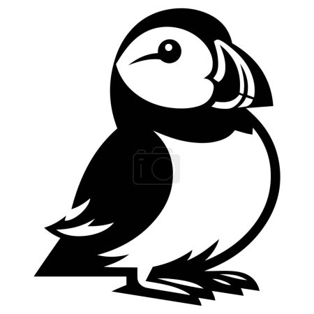 Atlantic Puffin bird silhouette vector illustration on white background.