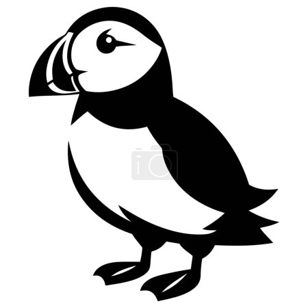 Téléchargez les illustrations : Illustration vectorielle silhouette Macareux Atlantique sur fond blanc. - en licence libre de droit