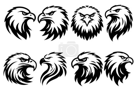 Illustration for Eagle head set silhouette vector illustration. - Royalty Free Image