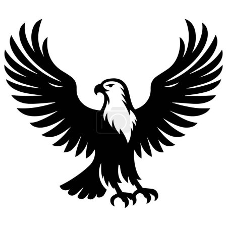 Ilustración de Águila volando con sus alas extendidas silueta vector ilustración. - Imagen libre de derechos