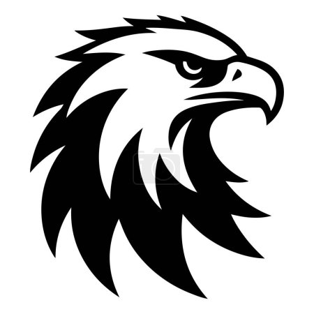Illustration d'icône vectorielle de silhouette de tête d'aigle.