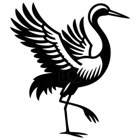 Crane heron bird silhouette vector illustration.