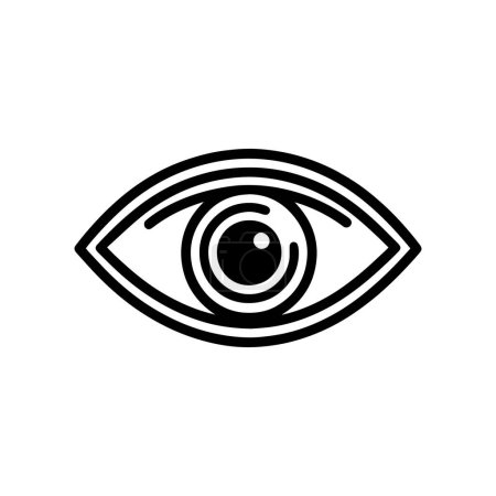 Eye Vector Icon Schwarz-Weiß. Vision Icon Illustration. Sehpiktogramm im flachen Stil.
