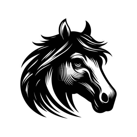 Illustration vectorielle tête de cheval sur fond blanc design.