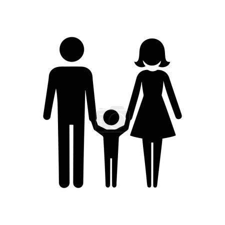 Illustration for Parents and child silhouette for family icon solid in trendy style. - Royalty Free Image