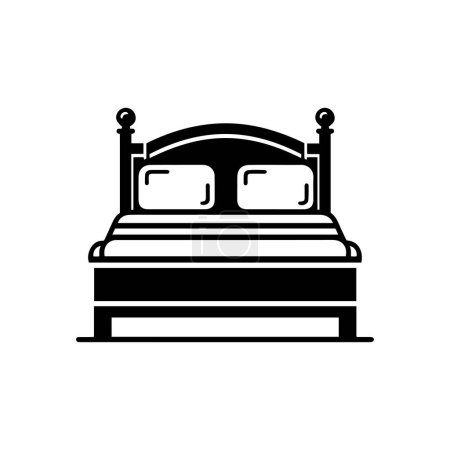 Icône vectorielle plate lit double. Mobilier de lit symbole lit double icône. Symbole de meubles pour chambre d'hôtel.