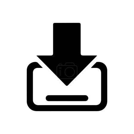 Download vector icon illustration on white background. Arrow downloading symbol.