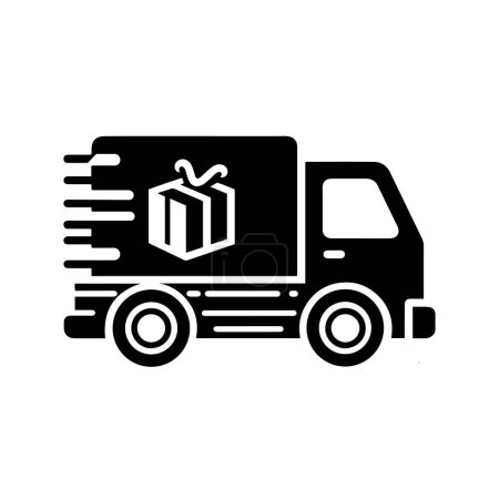 Téléchargez les illustrations : Icône vectorielle plate de camion de livraison rapide. Le symbole de livraison express. Panneau de camionnage logistique pour applications et sites Web. - en licence libre de droit