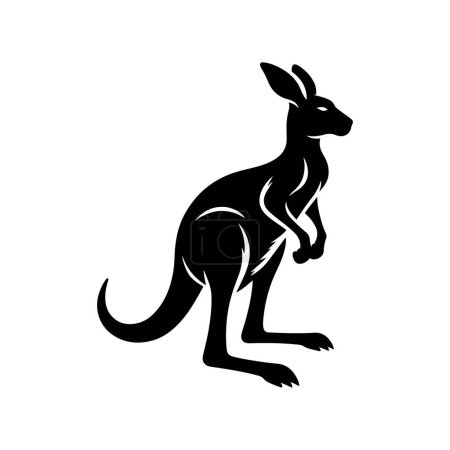 Schwarze Silhouetten von Känguru auf weißem Hintergrund. Lustiges komisches Beuteltier aus Australien.