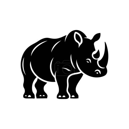 Vector animal rinoceronte africano sobre fondo blanco. Ilustración zoológica educativa. Ilustración de símbolo de vector de diseño de logotipo de rinoceronte negro.