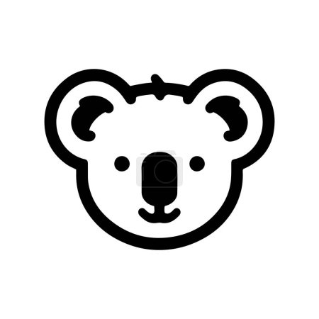 Cute koala bear head line icon vector illustration on white background.