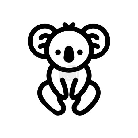Cute koala bear line icon vector illustration on white background.
