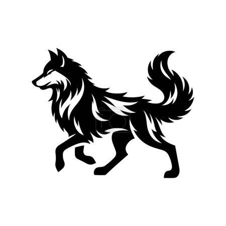 Illustration for Wolf running vector illustration isolated on white background flat design. Howling and standing animals. - Royalty Free Image