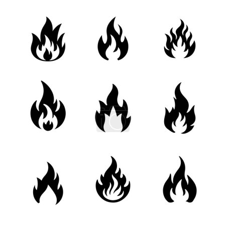 Fire flame icon vector set. Fire flame symbol on white background.