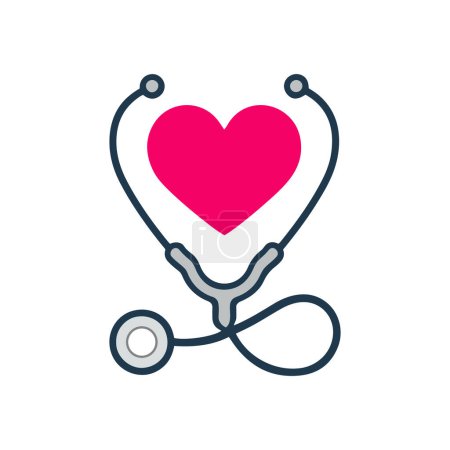 Icono del vector del estetoscopio médico. Icono de estetoscopio minimalista con forma de corazón. Símbolo de salud y medicina, ilustración vectorial aislada.
