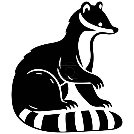 Lindo Coati silueta vector icono ilustración.