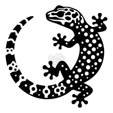 Lindo Leopardo Gecko silueta vector ilustración.
