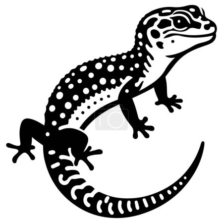 Leopard Gecko cartoon silhouette vector illustration.
