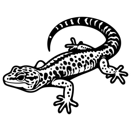 Ilustración de Leopardo Gecko silueta vector ilustración. - Imagen libre de derechos