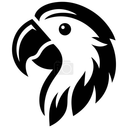 Illustration vectorielle silhouette visage d'oiseau perroquet.