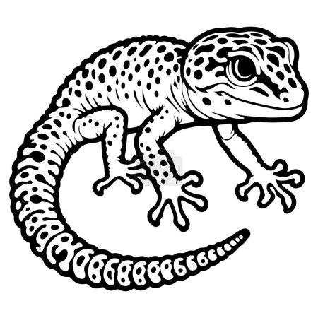 Leopardo Gecko esquema silueta vector ilustración.