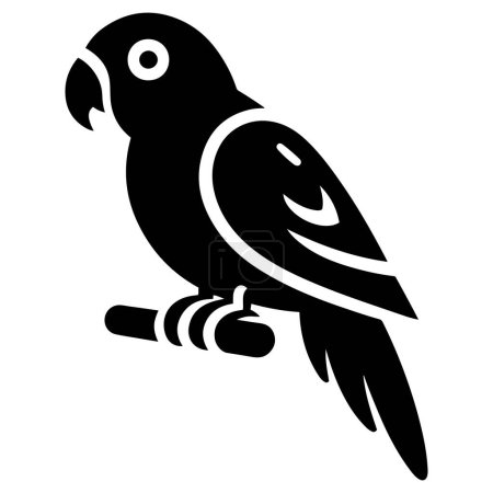 Perroquet oiseau sur arbre branche silhouette vectoriel icône illustration.