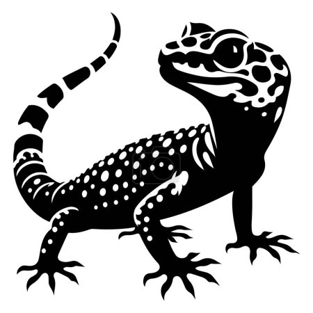 Silhouette of Leopard Gecko vector illustration.