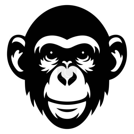 Bonobo mono cabeza silueta vector ilustración.