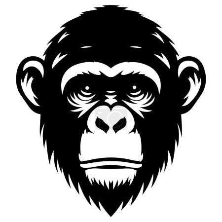 Bonobo mono cara silueta vector ilustración.