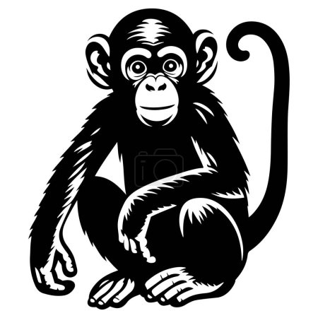 Bonobo silueta mono vector ilustración.