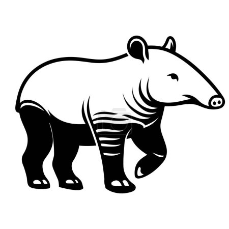 Lindo Tapir silueta contorno vector ilustración.