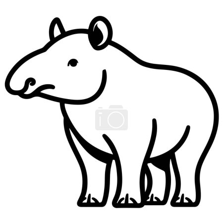 Tapir silueta contorno vector ilustración.