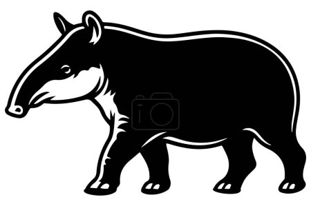 Illustration for Tapir silhouette vector illustration. - Royalty Free Image