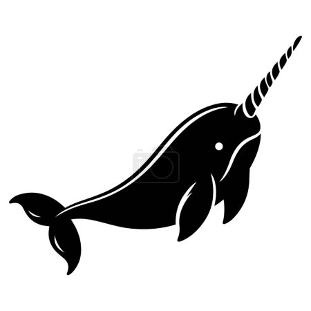 Narwhal silhouette vector icon illustration.