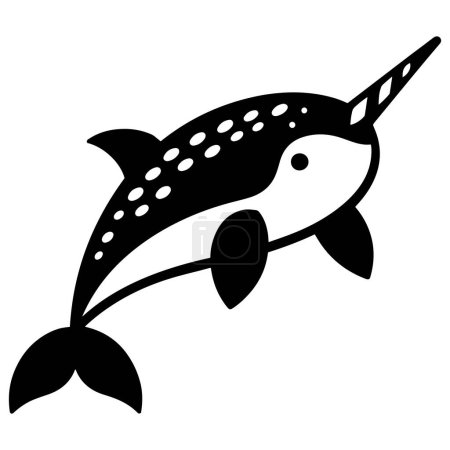 Narwhal silhouette vector illustration.
