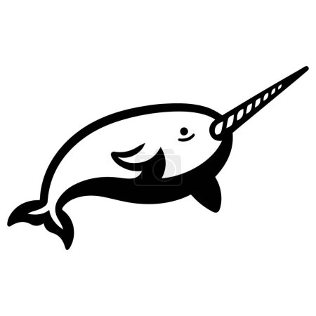 Narwhal silhouette vector outline icon illustration.