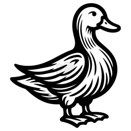 Duck bird silhouette outline vector illustration.
