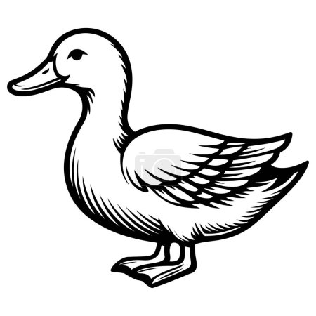 Duck silhouette outline vector illustration.