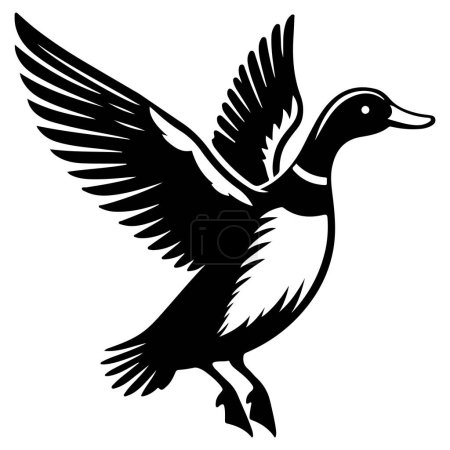 Duck flying silhouette vector illustration.